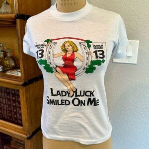 Vintage Trump Plaza Lady Luck Friday the 13th Boardwalk Shirt Art Piece TShirt
